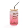Pythagoras Can Glass with Lid and Straw