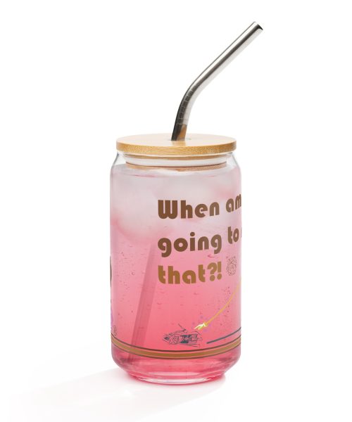 Pythagoras Can Glass with Lid and Straw