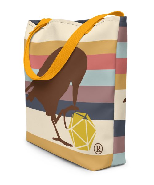 Brown Raven Striped Tote with Pocket