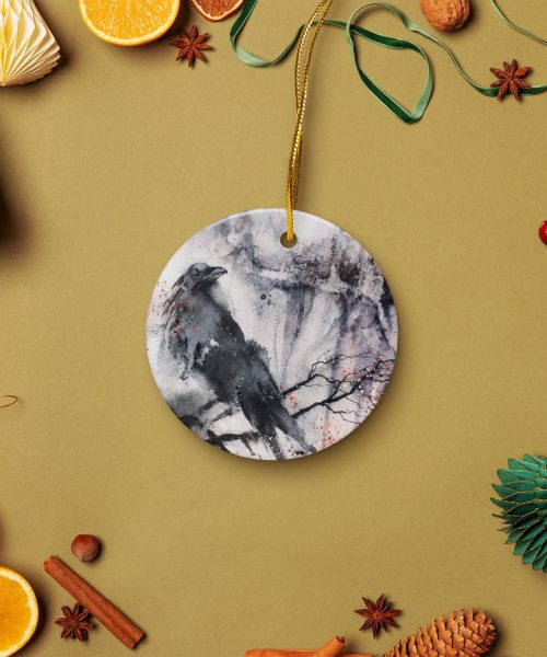 Grim Raven Ceramic Ornament
