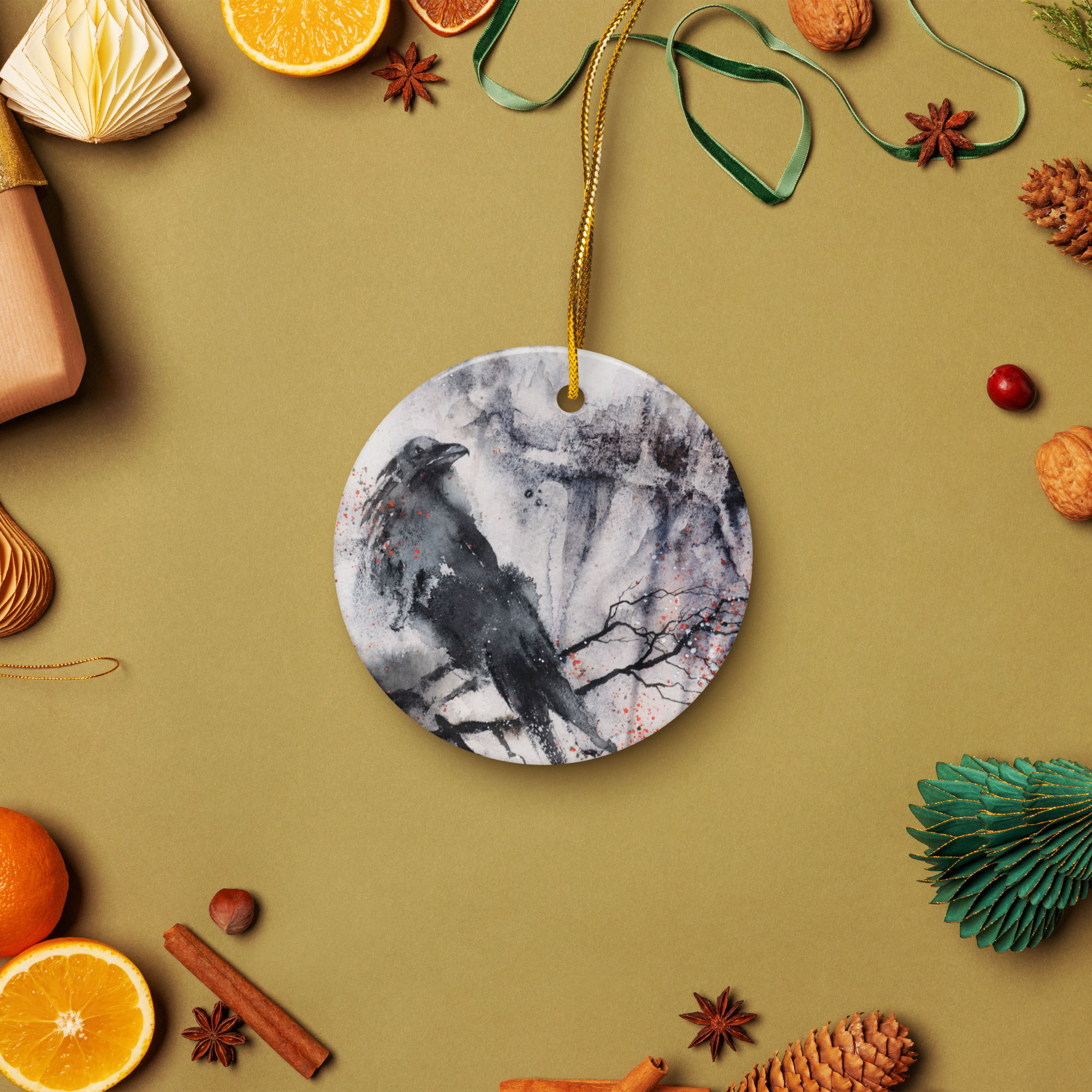 Grim Raven Ceramic Ornament