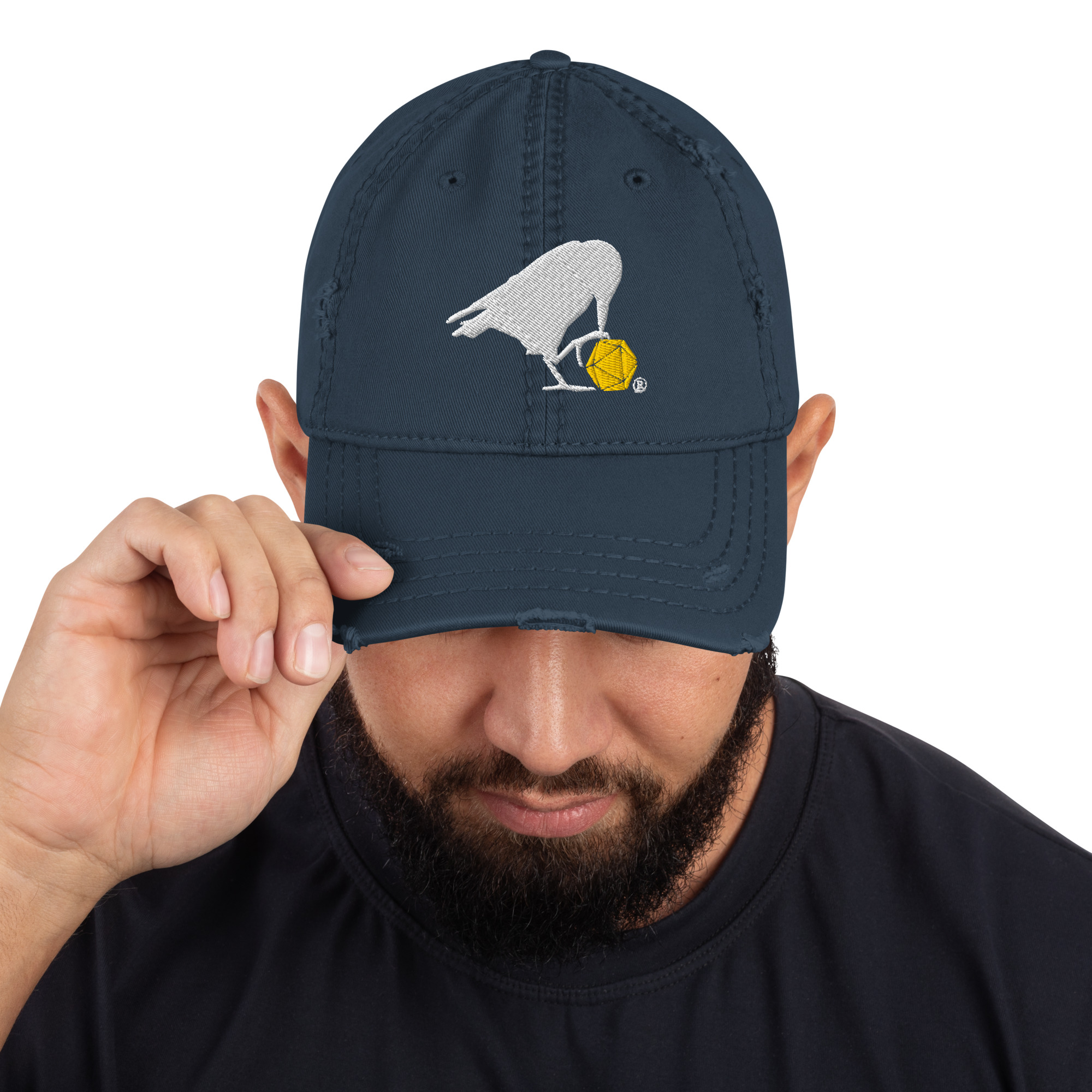 White Raven Distressed Dad Hat - Image 3