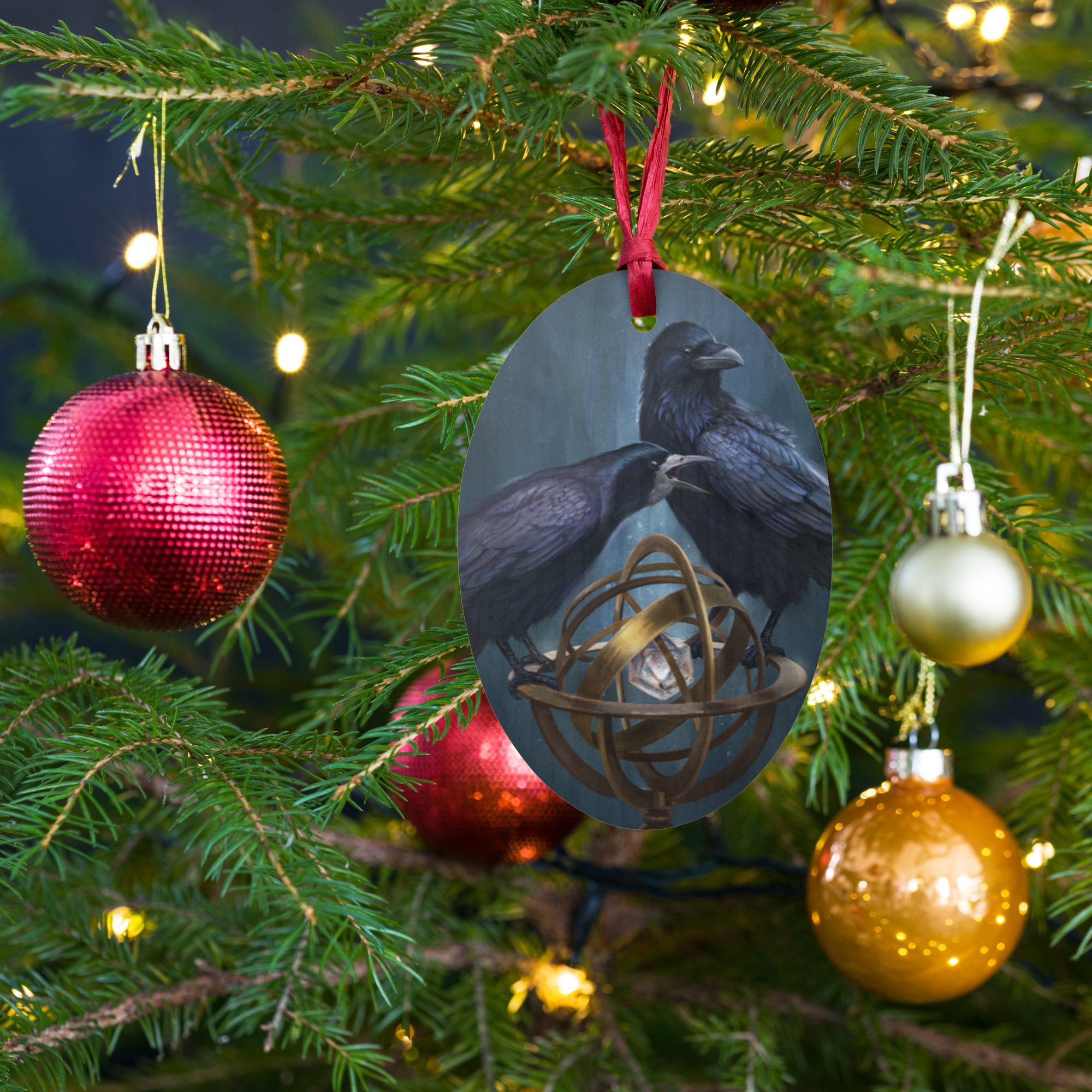 Corvids Wooden Ornament