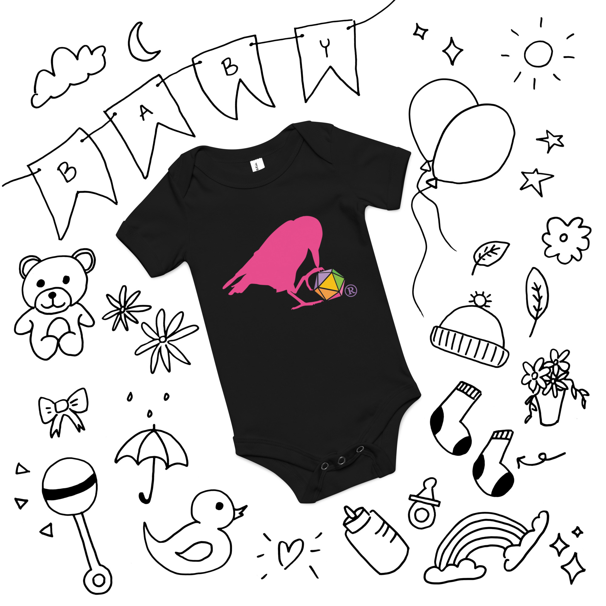 Pink Raven Logo Onesie