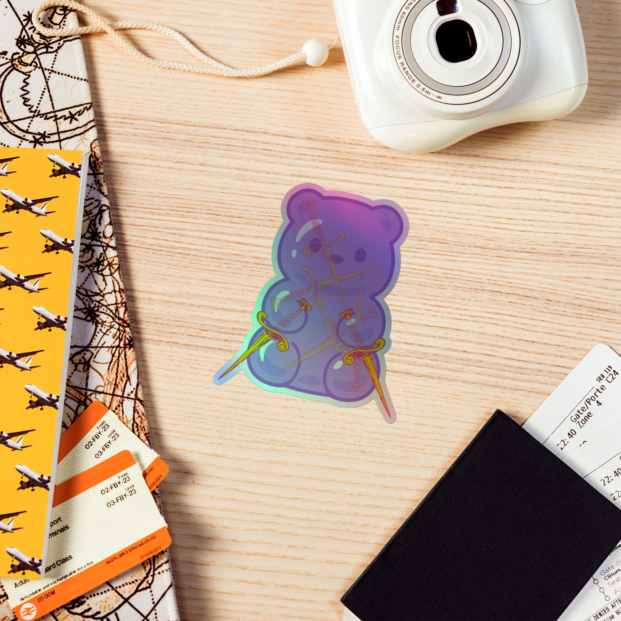 Adventure Bear Holographic Sticker