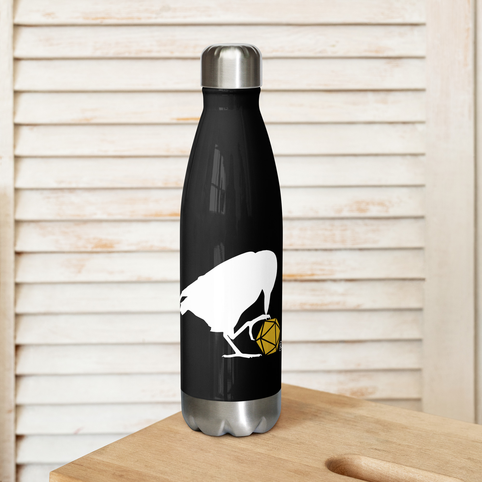 White Raven Logo Water Bottle