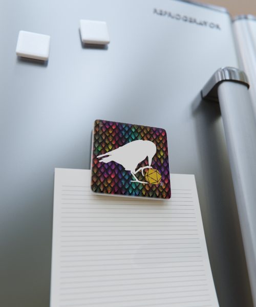 White Raven Dragonscale Porcelain Magnet