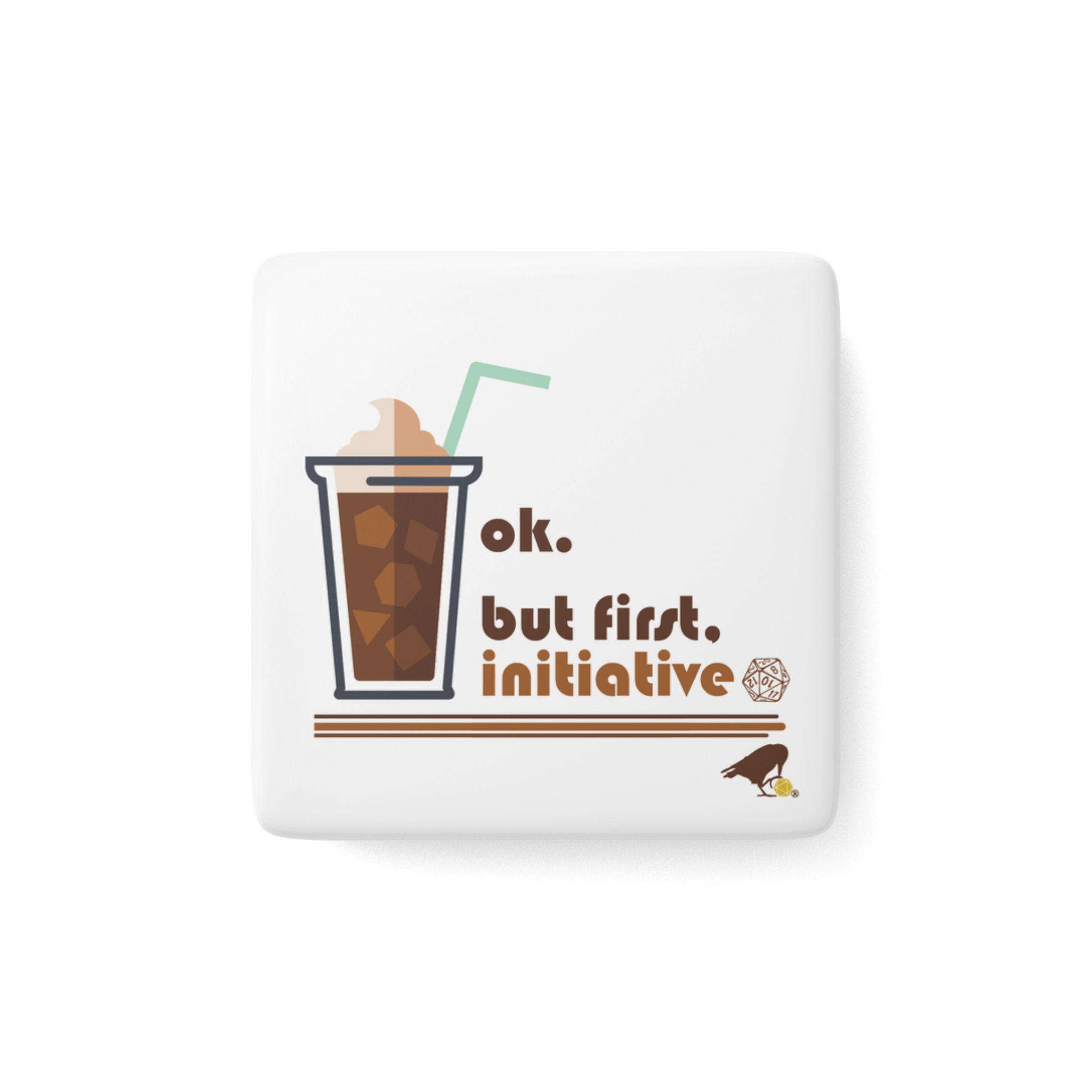 Roll Initiative Porcelain Magnet (white)